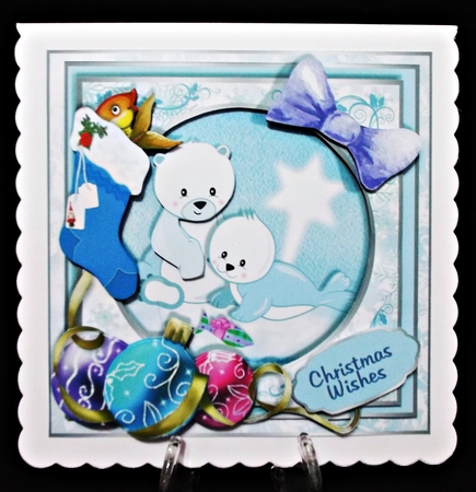 Christmas In Blue 7x7 Card Front - Christmas Is A Time For Friends by Suzi Cooper