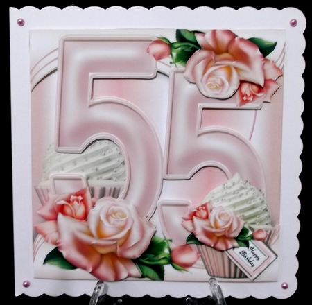 Special Birthday Roses & Cupcakes - Age 55 by Suzi Cooper