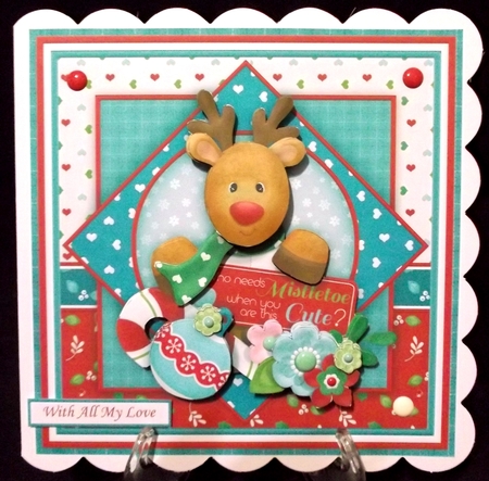 SO CUTE DEER Christmas 7.5 Decoupage & Insert Mini Kit by Suzi Cooper
