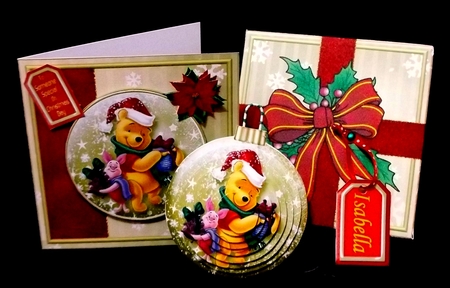 Christmas Winnie 6 Bauble Gold Mini Kit.1 by Suzi Cooper