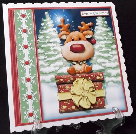 CHRISTMAS CHEER FROM REINDEER 7.5 Decoupage & Insert Mini Kit by Suzi Cooper