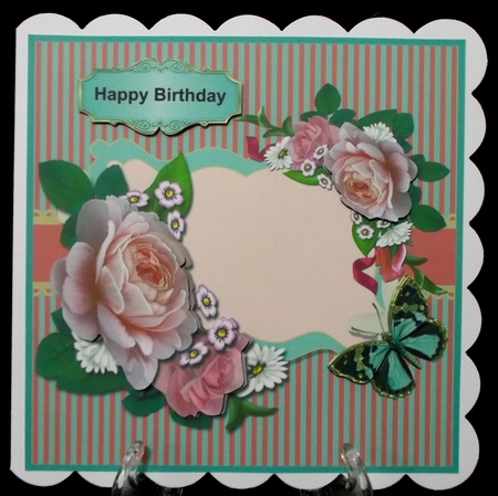 Pink Roses & butterfly by Suzi Cooper
