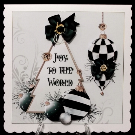 8x8 black and white Joy to the world Christmas mini kit by Suzi Cooper