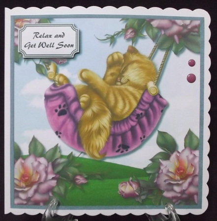 Cat in hammock with roses by Suzi Cooper
