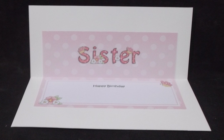 Large DL Happy Birthday SISTER insert by Suzi Cooper