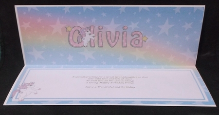 Large DL Happy Birthday OLIVIA insert by Suzi Cooper