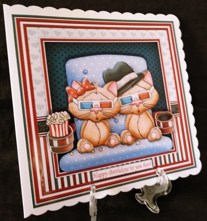 MOVIE NIGHT CATS 7.5 Decoupage & Insert Mini Kit Various Occasions by Suzi Cooper