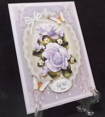 Lilac Lace Roses Bouquet Card Mini Kit by Suzi Cooper