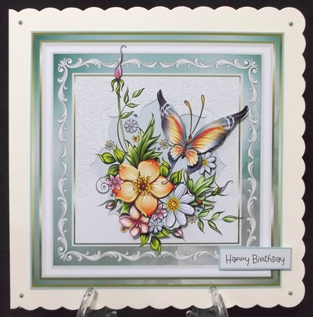 Flowers and butterfly by Suzi Cooper