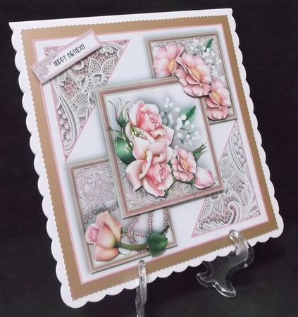 Pink Roses And Lace Card Front Kit by Suzi Cooper
