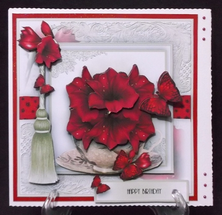 7x7 Amarillis teacup  Card Kit by Suzi Cooper