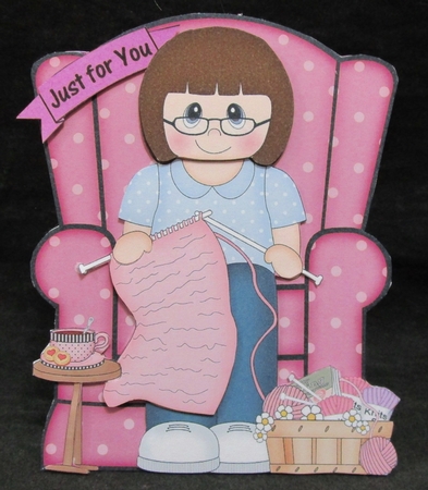 3D Shaped Card  Kit - Lady reads the Newspaper by Suzi Cooper