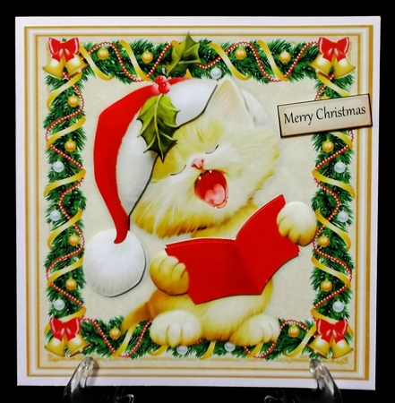 Gorgeous Singing Christmas Cat 8x8 by Suzi Cooper