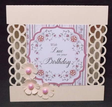 Border Edge Tent Fold Card with Flowers by Suzi Cooper
