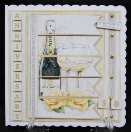 CHAMPAGNE 7.5 Alphabet Gold Wedding Anniversary Alphabet & Age Card Kit  by Suzi Cooper