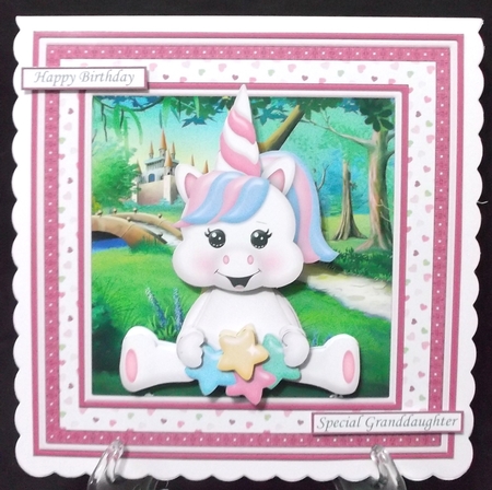 UNICORN WOBBLY HEAD CARD 7.5 Decoupage & Insert Kit by Suzi Cooper