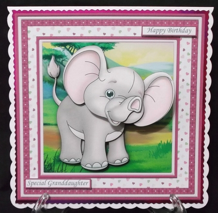 I REMEMBERED! ELEPHANT WOBBLY HEAD CARD 7.5 Decoupage & Insert Kit by Suzi Cooper