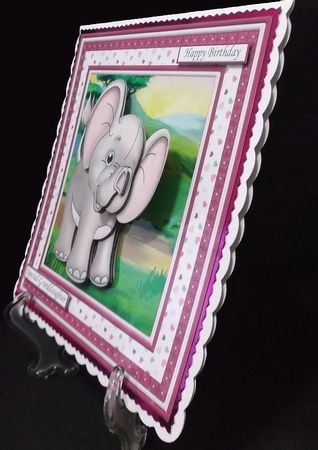 I REMEMBERED! ELEPHANT WOBBLY HEAD CARD 7.5 Decoupage & Insert Kit by Suzi Cooper