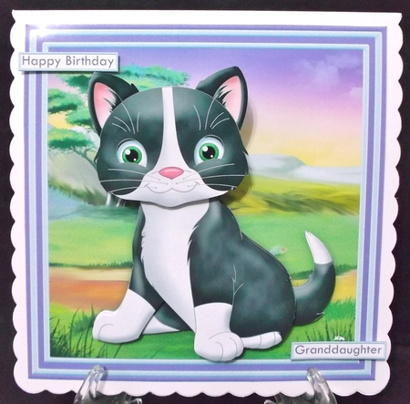 PURRFECT CAT WOBBLY HEAD CARD 7.5 Decoupage & Insert Mini Kit by Suzi Cooper