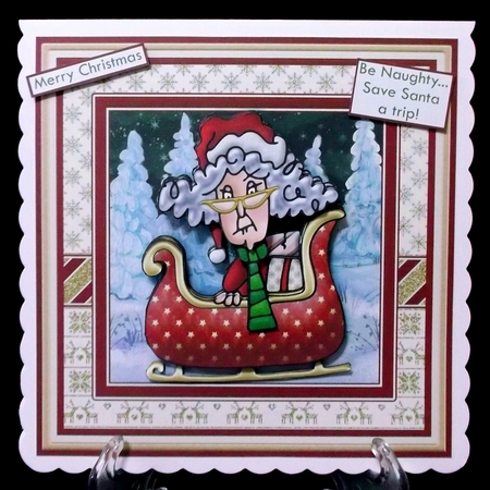 STELLA BE NAUGHTY 7.5 Humorous Christmas Decoupage & Insert Mini Kit by Suzi Cooper