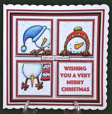 CHRISTMAS SNOWMEN SQUARES 7.5 Quick Layer Card & Insert by Suzi Cooper