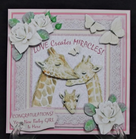 7x7 Card Front - Love Creates Miracles! New Baby Girl by Suzi Cooper