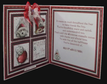 CHRISTMAS WESTIE SQUARES RED 7.5 Quick Layer Card & Insert by Suzi Cooper