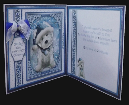 WESTIE CHRISTMAS HAT 7.5 Quick Layer Card or Decoupage Kit by Suzi Cooper