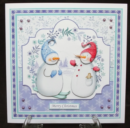 SNOWMAN COUPLE 7.5 Christmas Decoupage & Insert Mini Kit by Suzi Cooper