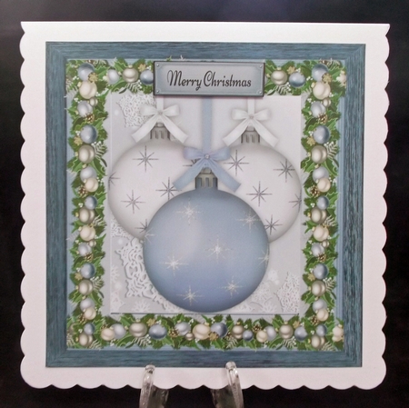 Gorgeous White And Blue Baubles 8x8 by Suzi Cooper