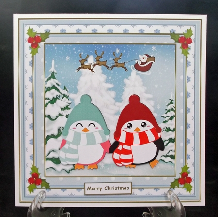 Chilly Christmas Penguins Scene Topper by Suzi Cooper