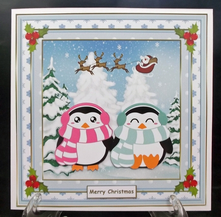 Chilly Christmas Penguins Scene Topper 1 by Suzi Cooper