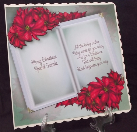 Blank Christmas Open Book - Deep Pink Poinsettias by Suzi Cooper