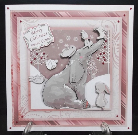 ELEPHANT & RABBITS 7.5 Christmas Decoupage & Insert Mini Kit by Suzi Cooper