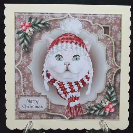 Gorgeous Christmas Cat - White 8x8 by Suzi Cooper