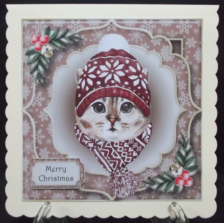Gorgeous Christmas Cat - Tabby 8x8 by Suzi Cooper