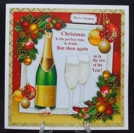 Christmas Champagne Humor 8x8 by Suzi Cooper