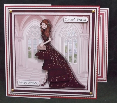 GLAMOROUS LADY PLUM DRESS 7.5 Decoupage & Insert Kit by Suzi Cooper