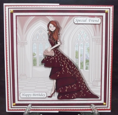 GLAMOROUS LADY PLUM DRESS 7.5 Decoupage & Insert Kit by Suzi Cooper