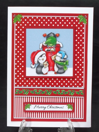 Cute penguins mailing letters to Santa by Suzi Cooper