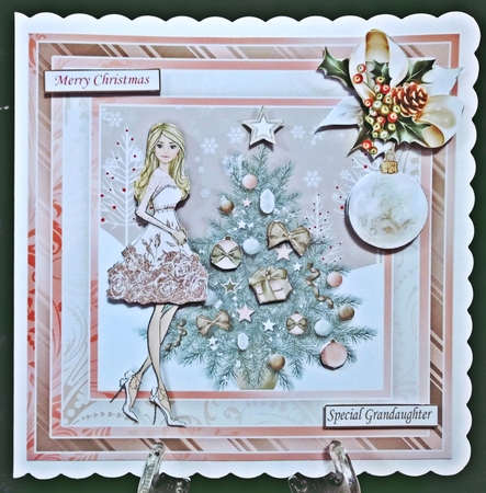 ROSE GOLD CHRISTMAS TREE & LADY 7.5 Decoupage & Insert Mini Kit by Suzi Cooper