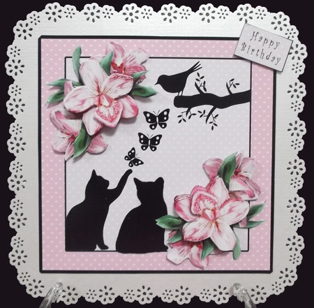 Silhouette & Pink Orchids Bumper Kit - Decoupage & Inserts by Suzi Cooper