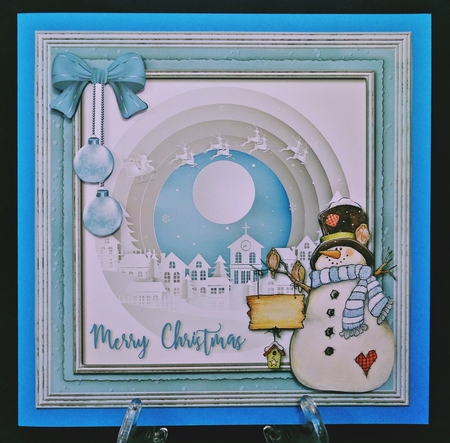 Christmas Snowman paper art by Suzi Cooper