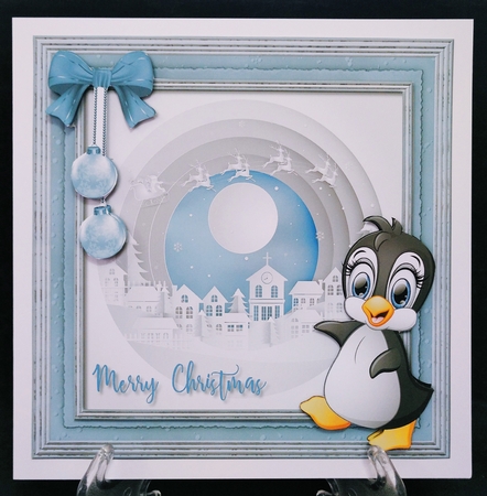 Christmas Penguin paper art by Suzi Cooper