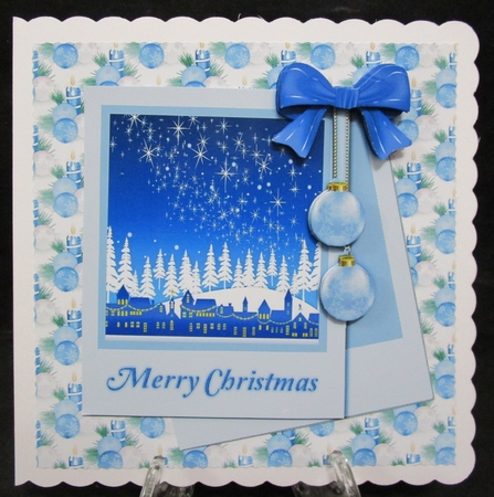Merry Christmas Topper Town Scene in the Snow by Suzi Cooper