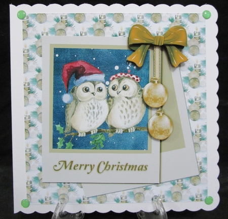 Merry Christmas Topper Owl Couple in the Snow by Suzi Cooper
