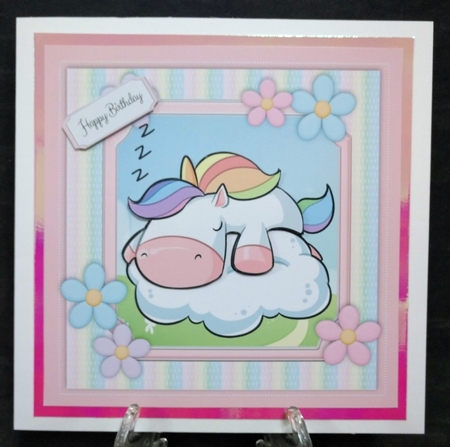 Adorable Unicorn On A Cloud 8x8  by Suzi Cooper