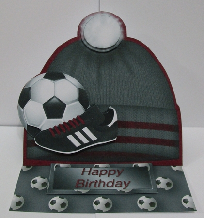 Football Hat Easel Card Mini Kit - Grey by Suzi Cooper