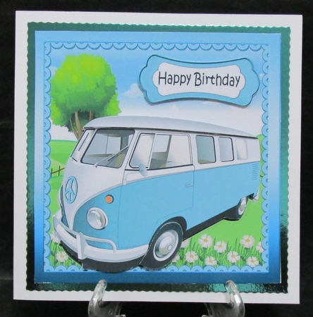 In the sunny meadow, turq camper van 8x8 mini kit by Suzi Cooper