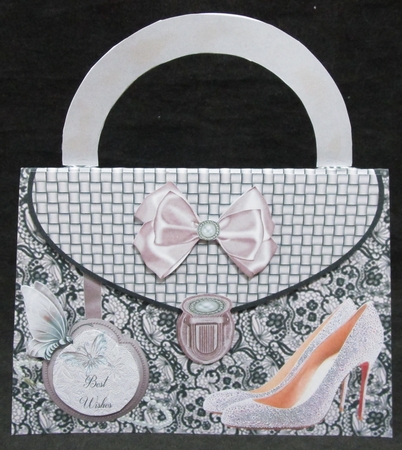 Pink and black Lace Handbag with shoes - Shaped Card Mini Kit by Suzi Cooper